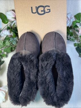 🐑Rare NWT Vintage UGG Women's Brown Suede Shearling-Lined Slip-On like small 7